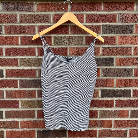 Banana Republic Tops - Banana Republic Navy Blue and Cream Abstract Striped Chiffon Tank Top